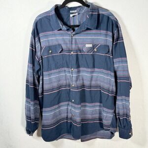 Flannel striped Columbia Men's Long Sleeve Button Up‎ Shirt XXL utility normcore